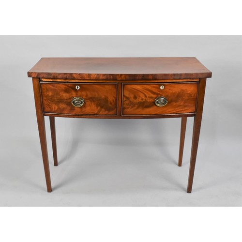 106 - A Mahogany Bow Fronted Side Table with Two Drawers on Tapering Square Supports, 109cms Wide