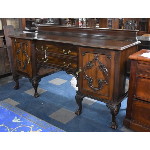 454 - A Edwardian Mahogany Sideboard having Two Centre Drawers Flanked by Cupboards, One with Lined Cellar... 