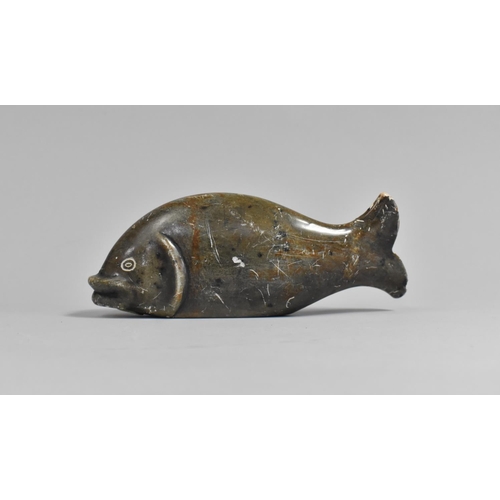 A Carved Inuit Stone Fish, 19cms Long