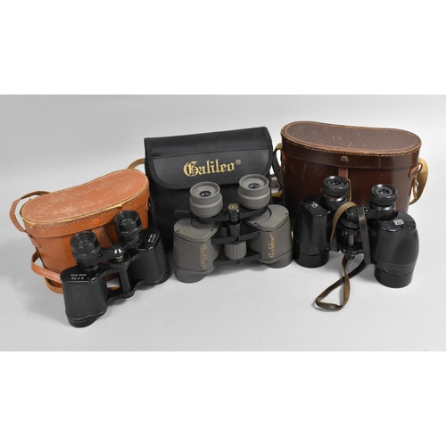 102 - Two Pairs of Leather Cased Binoculars by Ross and Boots together with a Modern Pair ion Canvas Bag b... 
