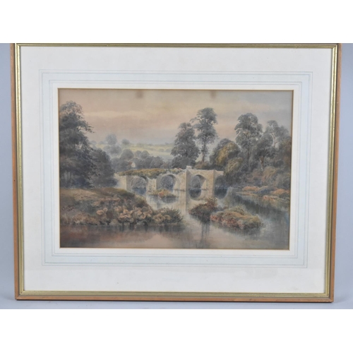 104 - A Framed Victorian Watercolour Depicting Horse and Wagon Crossing Bridge, Signed Charles Way (Senior... 