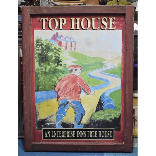 106 - A Large Repainted Vintage Metal Double Sided Pub Sign in Wooden Frame, 