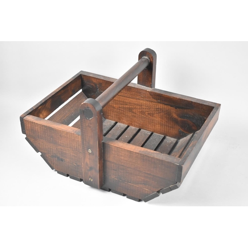 113 - A Modern Stained Pine Wooden Flower Trug, 38cms Wide