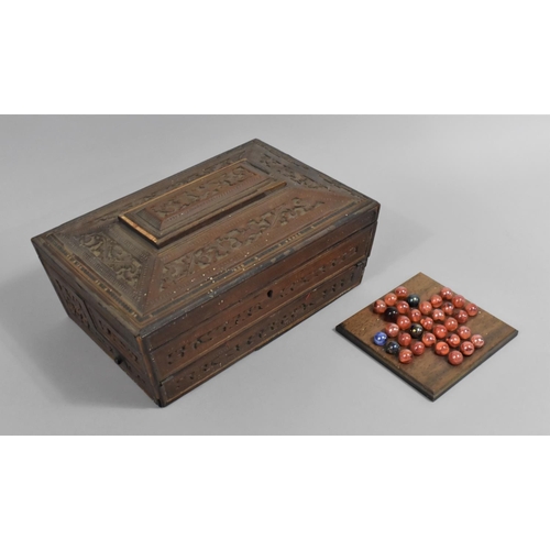 114 - A Late 19th Century Colonial Work Box, Hinged Lid Inscribed Miss Jane Rowlands, Aged 14, 1883, toget... 