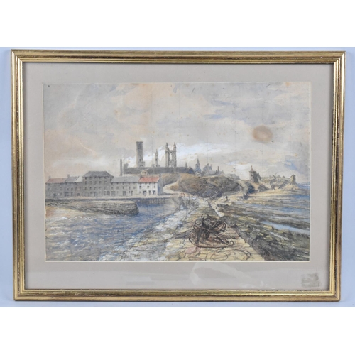 121 - A Framed Late 19th century Watercolour Depicting Harbour, 37x25cms