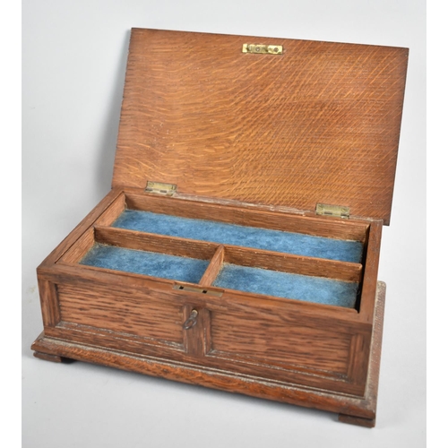 124 - An Edwardian Oak Jewellery Box with Inner Removable Tray, 24cms Wide