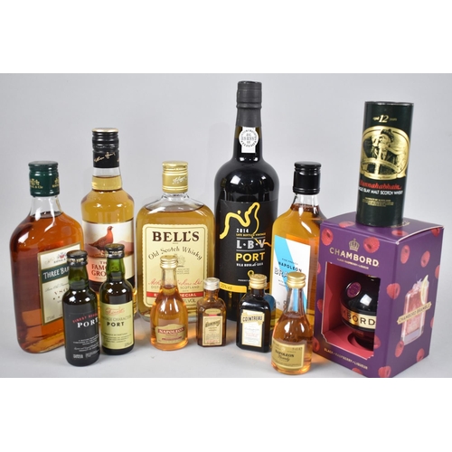 125 - A Collection of Blended Whisky, Port, Brandy, Miniatures Etc