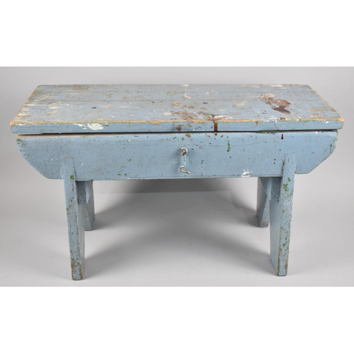 127 - A Painted Pine Lift Top Box Stool, 63cms Wide