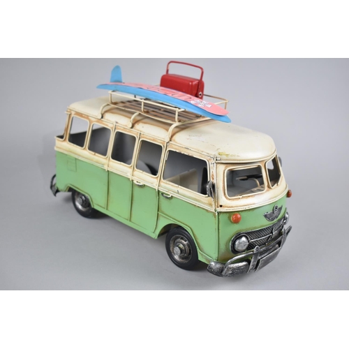 143 - A Tin Plate Model of a Surfing Campervan 27cms Long