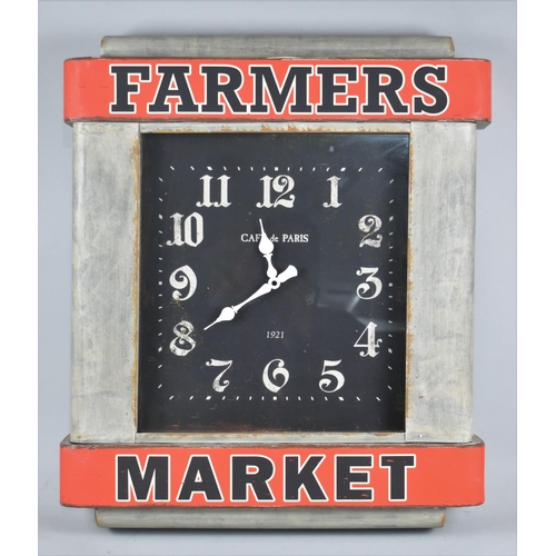 147 - A Reproduction French Style Wall Clock, Farmers Market, 61cms High and 64cms Wide