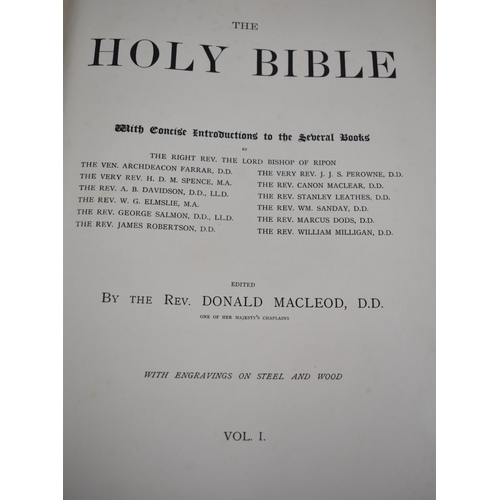 164 - A Large Leather Bound Family Bible by Reverend Donald Macleod, 38x29cms