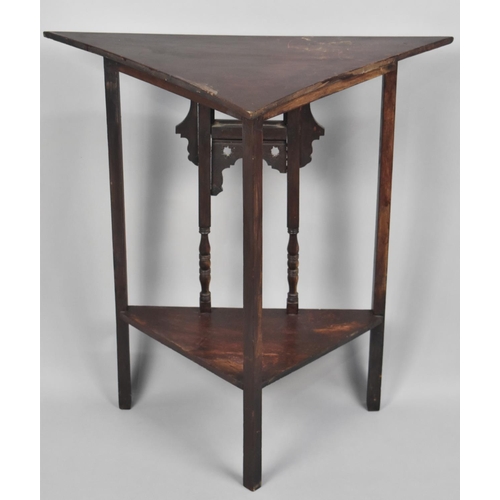 180 - An Edwardian Triangular Side Table, 65cms Wide