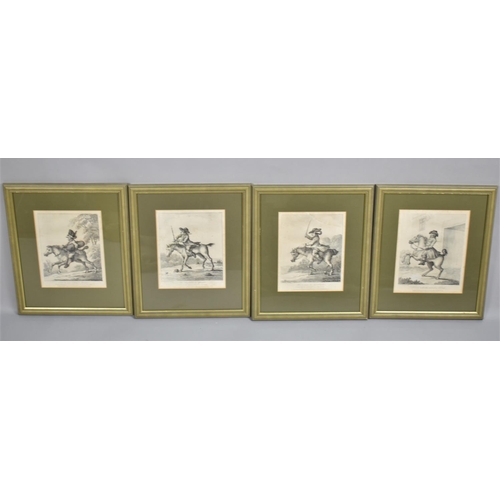 182 - A Set of Four 18th Century Caricature Engravings After Bunbury, Each 19x24cms