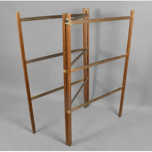 198 - A Vintage Three Fold Clothes Airer, Each Section 77cms Wide