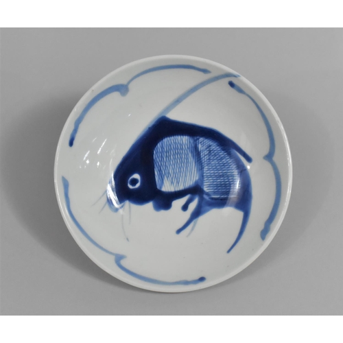 209 - A Chinese Blue and White Shallow Bowl Decorated with Fish, 16.5cm Diameter