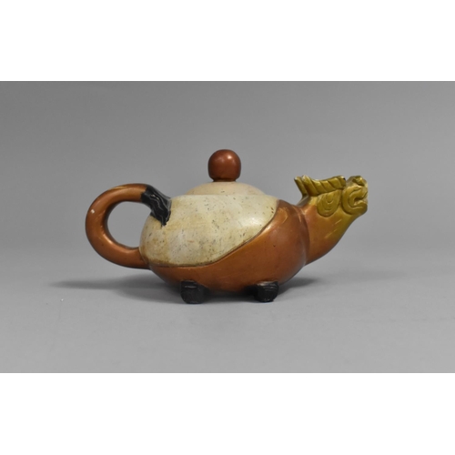 214 - A Chinese Archaic Style Teapot in the Form of a Dragon, 15cm wide