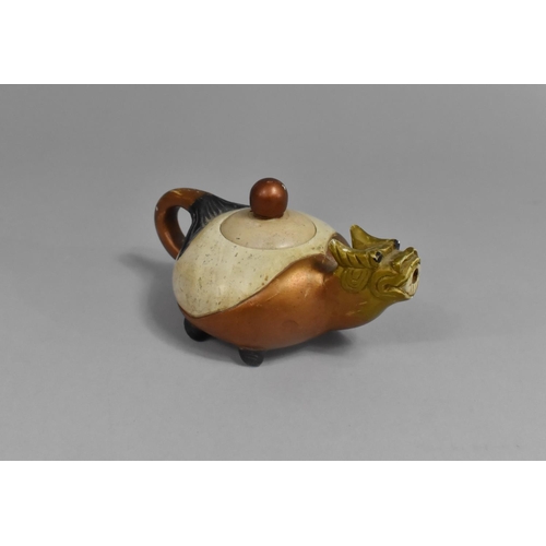 214 - A Chinese Archaic Style Teapot in the Form of a Dragon, 15cm wide