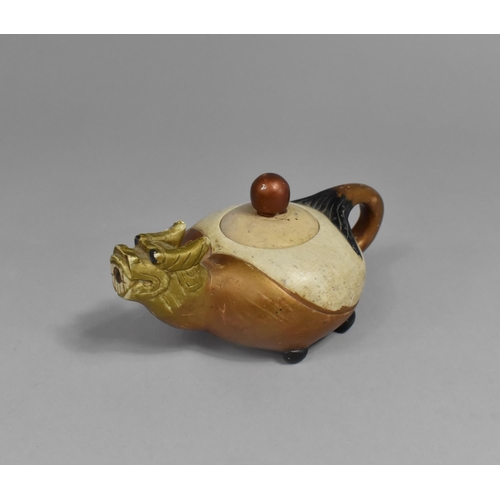 214 - A Chinese Archaic Style Teapot in the Form of a Dragon, 15cm wide