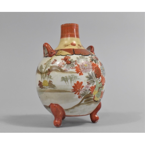 216 - A Japanese Kutani Vase of Bottle Form Raised on Tripod Scrolled Supports the Body Decorated with Fig... 