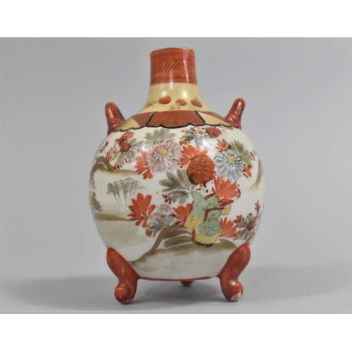 216 - A Japanese Kutani Vase of Bottle Form Raised on Tripod Scrolled Supports the Body Decorated with Fig... 