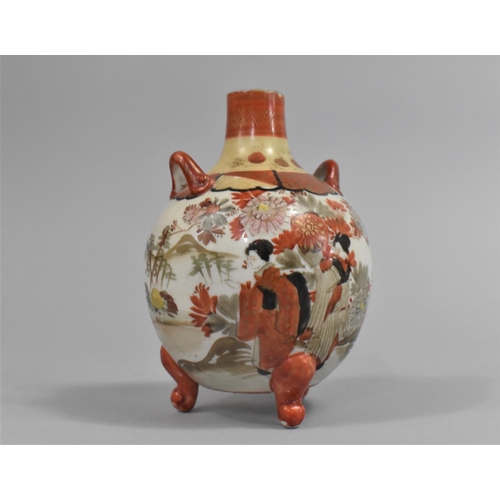 216 - A Japanese Kutani Vase of Bottle Form Raised on Tripod Scrolled Supports the Body Decorated with Fig... 