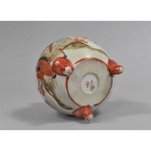 216 - A Japanese Kutani Vase of Bottle Form Raised on Tripod Scrolled Supports the Body Decorated with Fig... 