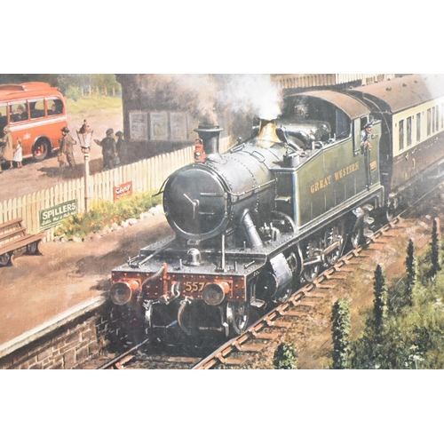 235 - A Framed Don Brecon Railway Print, 75x49cms