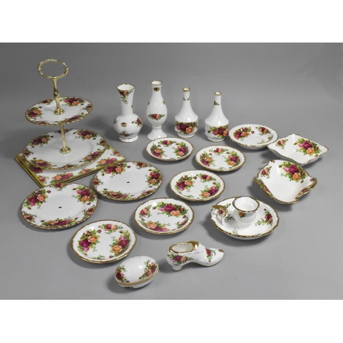 249 - A Collection of Various Royal Albert Old Country Roses to Comprise Two Tier Cake Plate, Vases, Bedch... 