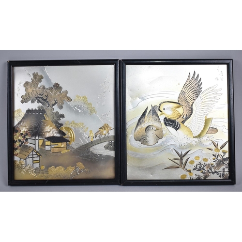 269 - A Pair of Oriental Mixed Metal Pictures, Each 24x27cms