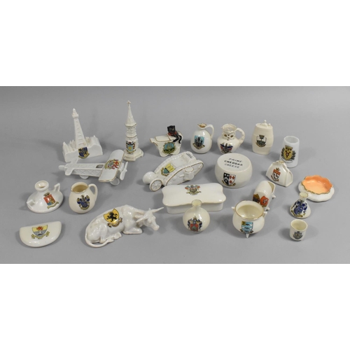 304 - A Collection of Various Goss and Other Crested Ware to Include Model Tank, Cow, Plane Black Cat etc