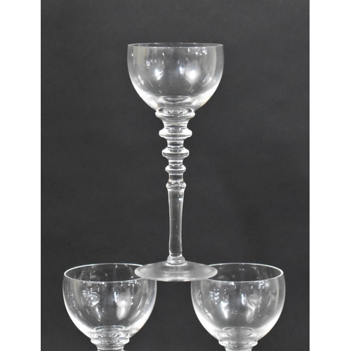 313 - A Set of Six Triple Tapering Knop Stemmed Hock Wine Glasses