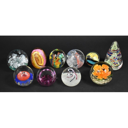 319 - A Collection of Ten Various Large Glass Paperweights