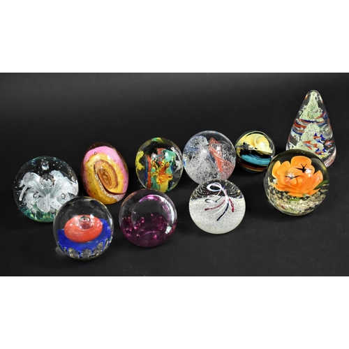 319 - A Collection of Ten Various Large Glass Paperweights