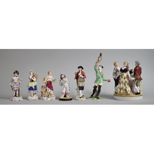 346 - A Collection of Various 19th Century Porcelain Figures to Include Nymphenburg Falconer, Classical Ma... 