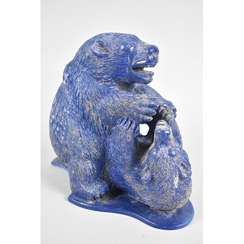 350 - A Reconstituted Lapis Lazuli Study of Two Bears Fighting, Base AF, 16cms High