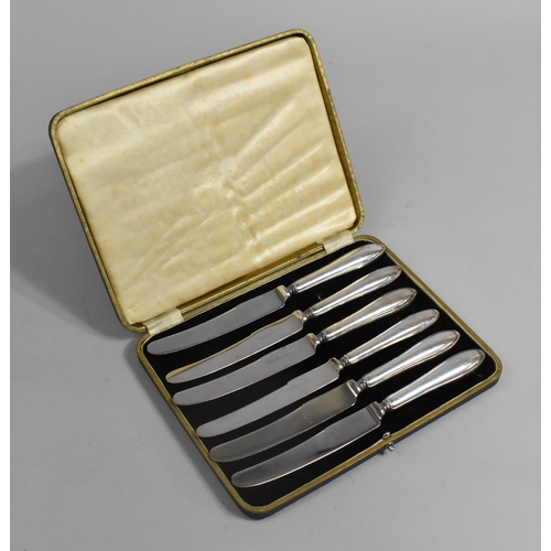 355 - A Set of Six Silver Handled Fruit or Butter Knives, Sheffield 1937