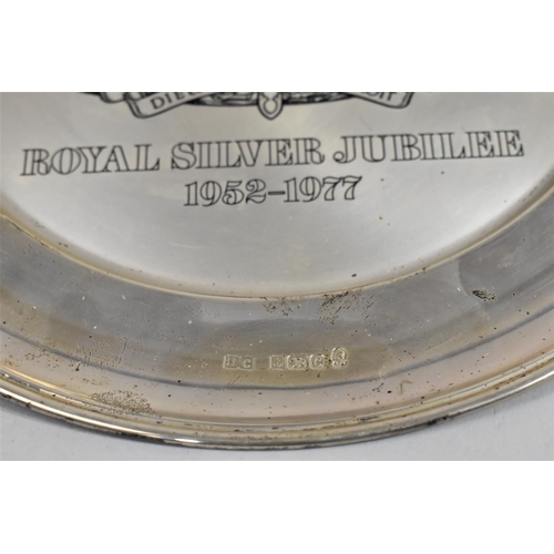 356 - A Hallmarked Silver Commemorative Plate to Celebrate Royal Silver Jubilee 1977, 408gms, 26cms Diamet... 