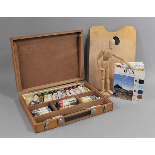 407 - An Artists Travel Paintbox in Pine containing Various Oil Paints, together with an Artist's Articula... 