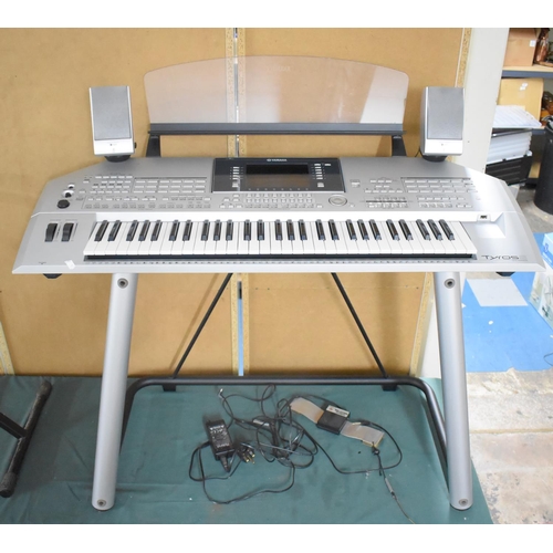 417 - A Yamaha Tyros2 Keyboard on Stand with Monitor Speakers