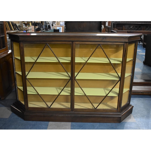 422 - An Edwardian Mahogany Display Cabinet of Angular Bow Front Form on Plinth Base, One Side Section req... 