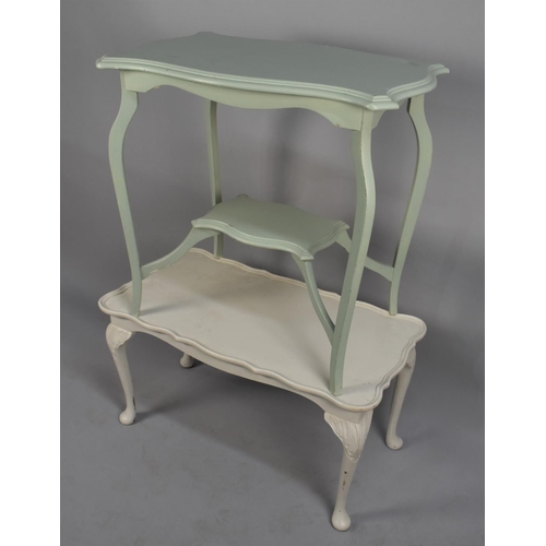 426 - An Edwardian Occasional Table and a Mid 20th century Coffee Table Painted White and Duck Egg Blue