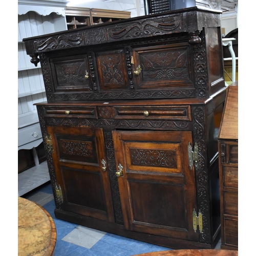 429 - An Early Oak Court Cupboard of Good Colour with Two Drawers over Shelved Cupboard Base, Raised Top S... 