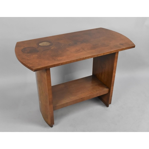 434 - A Walnut Rectangular Two Tier Occasional Table, Water Damage Top, 91cms Wide