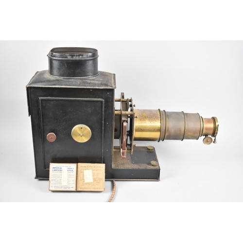 69 - A Vintage Brass Mounted Magic Lantern, Now Converted to Electricity together with Two Sets of Educat... 