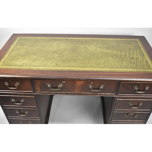 70 - A Late 20th Century Mahogany Kneehole Desk with Tooled Leather Top, 122cms Wide