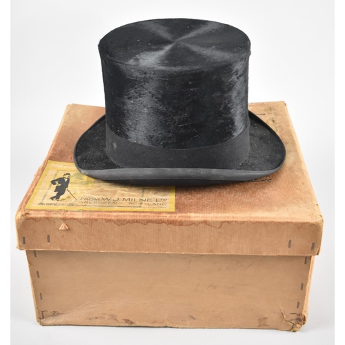 72 - A Vintage Silk Top Hat by Henry Heath complete with Cardboard Box, Inside Measurements 19x15cms