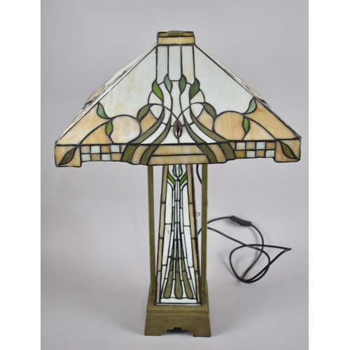 83 - A Reproduction Tiffany Style Large Table Lamp with Shade, Some Condition issues, 71cms Tall
