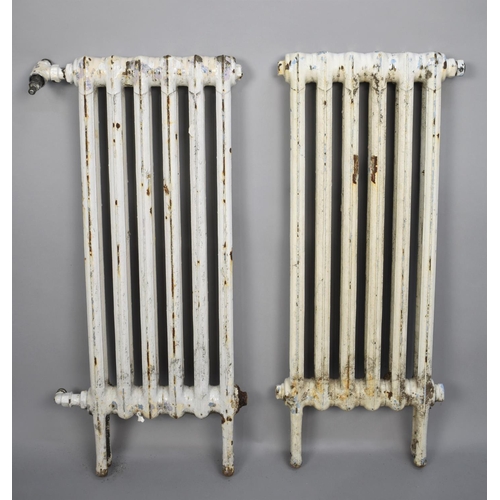 86 - A Pair of Late Victorian Cast Iron Radiators, Each 33cms Wide and 86cms High