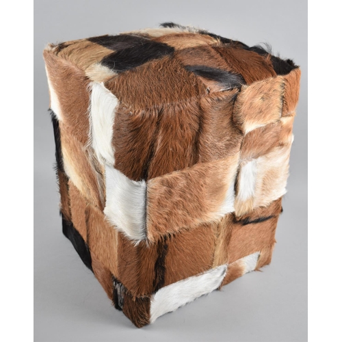 112 - A Modern Goatskin Stool, 34cm Square and 47cm high