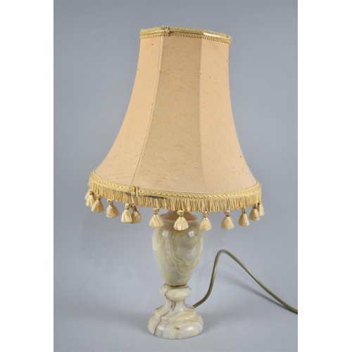 126 - A Mid 20th Century Onyx Table Lamp of Vase Form with Shade, 46cm High Overall